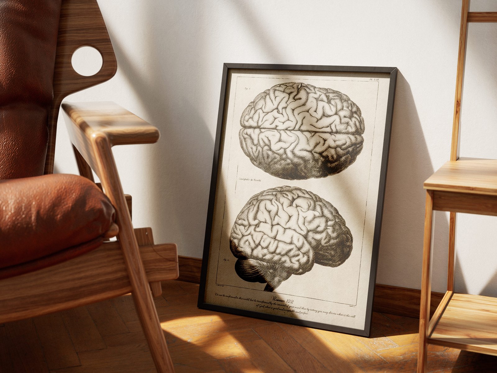 Romans 12:2 Bible Verse Vintage Medical Illustration of the Brain Anatomy Digital Art Print Christian Wall Art - Image 2