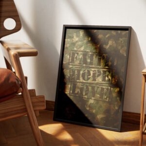 Alternative view of Faith Hope Love Camouflage Wall Art Christian Military Wall Art Church Printable