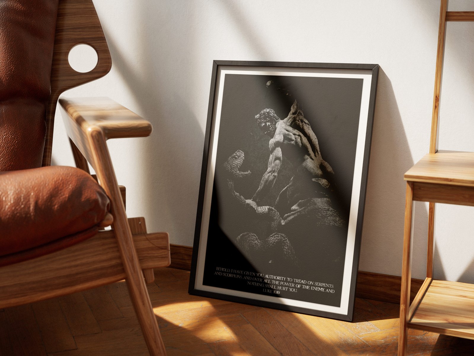 Luke 10:19 Bible Verse Art Print Originally Hercules fighting Achelous as a snake Vintage Grunge Masculine Christian Wall Art - Image 4