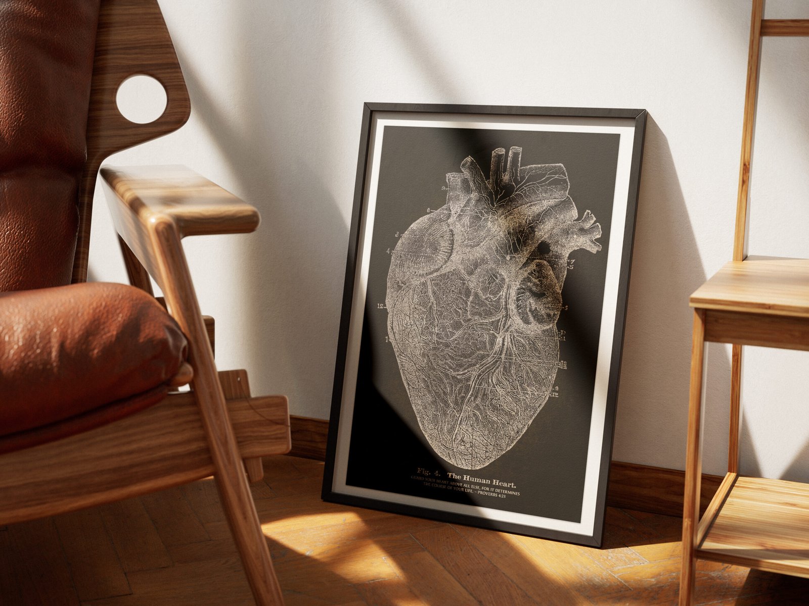 Proverbs 4:23 Bible Verse Vintage Medical Illustration of the Heart Anatomy Christian Wall Art Print Decor for Men - Image 3
