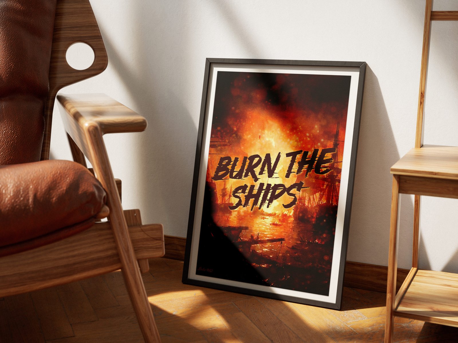 Luke 9:62 Christian Wall Art Burn The Ships Digital Print Vintage Naval Battle Scene Masculine Faith Decor Printable Download Decor For Men - Image 3