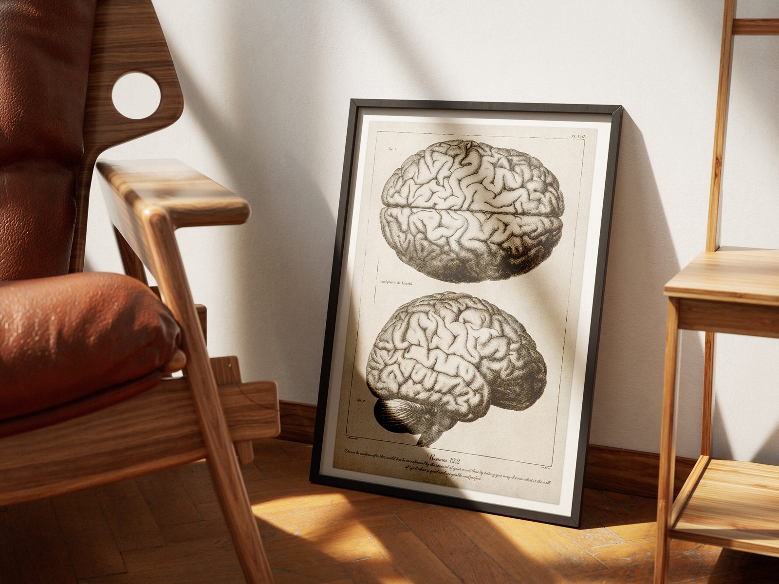 Romans 12:2 Bible Verse Vintage Medical Illustration of the Brain Anatomy Digital Art Print Christian Wall Art - Image 3