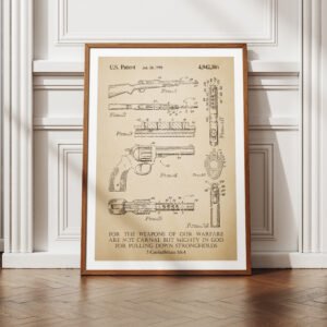 2 Corinthians 10:4 Bible Verse Various Guns Patent Sketch Digital Print Instant Download Moody Vintage Christian Wall Art