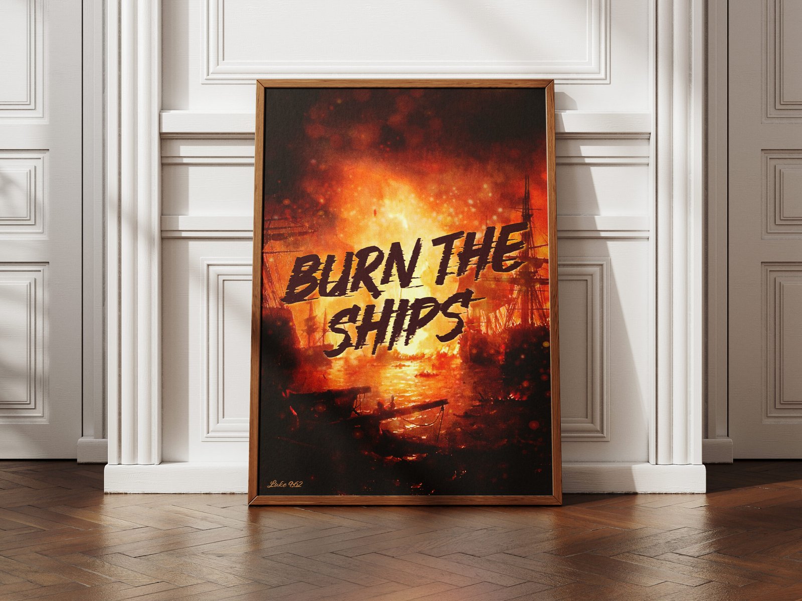 Luke 9:62 Christian Wall Art Burn The Ships Digital Print Vintage Naval Battle Scene Masculine Faith Decor Printable Download Decor For Men - Image 4