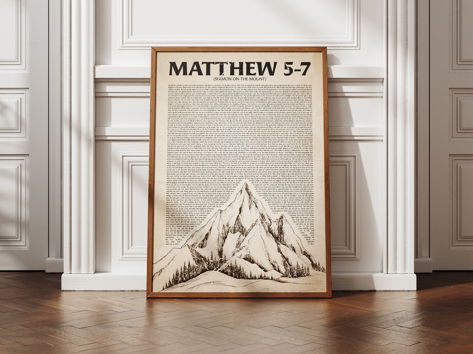 Sermon on the Mount Vintage Print: Matthew 5-7 Scripture Art Christian Wall Art (Digital Download)