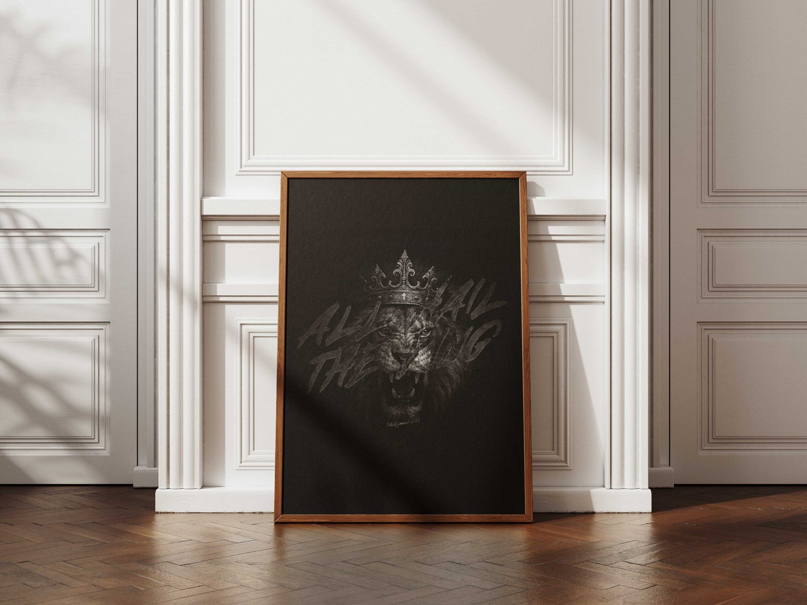 Philippians 2:10 All Hail the King Crowned Roaring Lion Black and White Printable Christian Wall Decor Scripture Bible Verse Wall Art - Image 6