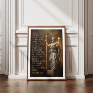 Micah 6:8 Bible Verse Blindfolded Man of Justice Print (Digital Download)