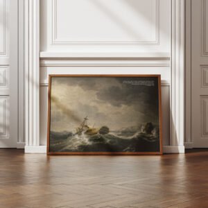 1 Timothy 1:19  Christian Wall Art  Nautical Print Vintage Sailing Ship Wall Art Ship Wrecked on a Rocky Coast by Charles Brooking