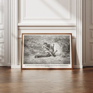 David Slaying Lion Print: Gustave Doré Etching Biblical Art Christian Wall Art (Digital Download)