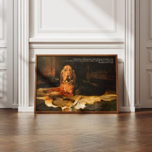 Proverbs 24:33-34  Christian Wall Art Moody Vintage Bloodhound Digital Art Print Rustic Decor
