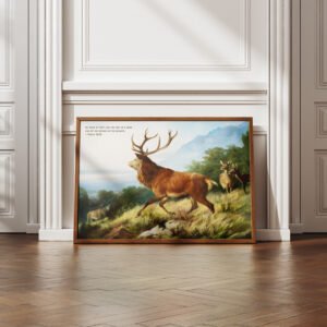 Psalm 18:33 Vintage Digital Art Print He Makes My Feet Like a Deer Christian Wall Art Painting by Deiker Carl Friedrich