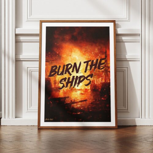Luke 9:62 Christian Wall Art Burn The Ships Digital Print Vintage Naval Battle Scene Masculine Faith Decor Printable Download Decor For Men