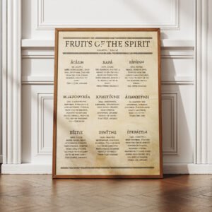 Vintage Fruit of the Spirit Greek Bible Verse Art Christian Wall Art (Digital Download)