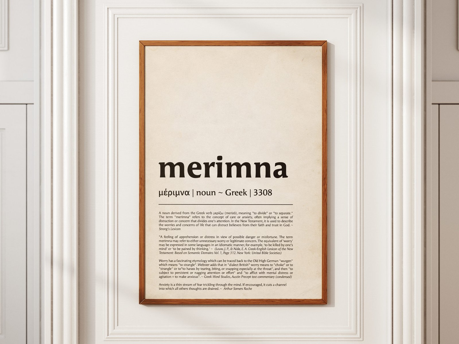 Greek Word 'Merimna' Worry Definition Print (Digital Download) - Image 4