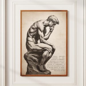 Alternative view of Philippians 4:8  Masculine Vintage Bible Verse Digital Print Christian Antique Wall Art 'The Thinker'  Downloadable Printable Wall Decor