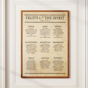 Alternative view of Vintage Fruit of the Spirit Greek Bible Verse Art Christian Wall Art (Digital Download)