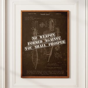 Alternative view of Isaiah 54:17 No Weapon Bible Verse Rocket Launcher Patent Sketch Digital Print Instant Download Moody Vintage Christian Wall Art