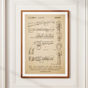 Alternative view of 2 Corinthians 10:4 Bible Verse Various Guns Patent Sketch Digital Print Instant Download Moody Vintage Christian Wall Art