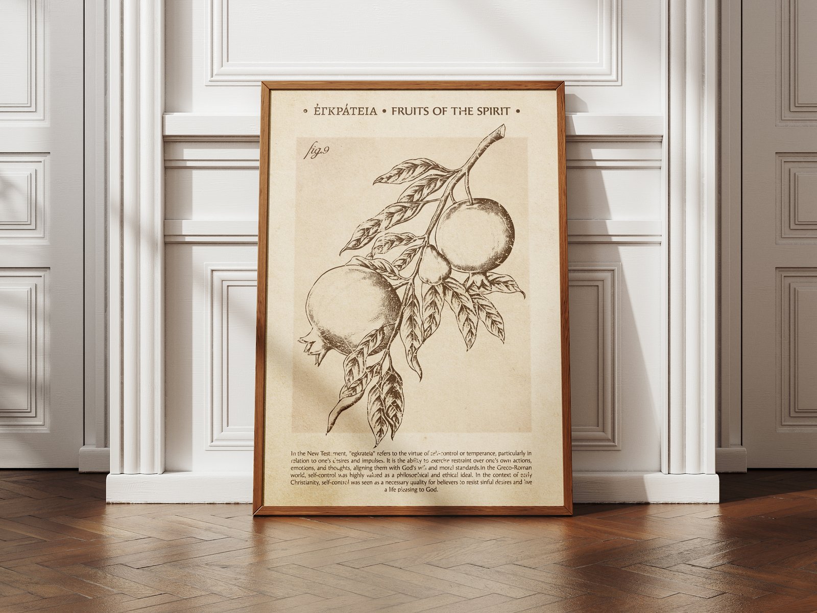 Self Control Fruit of the Spirit Print: Vintage Christian Wall Art (Digital Download)
