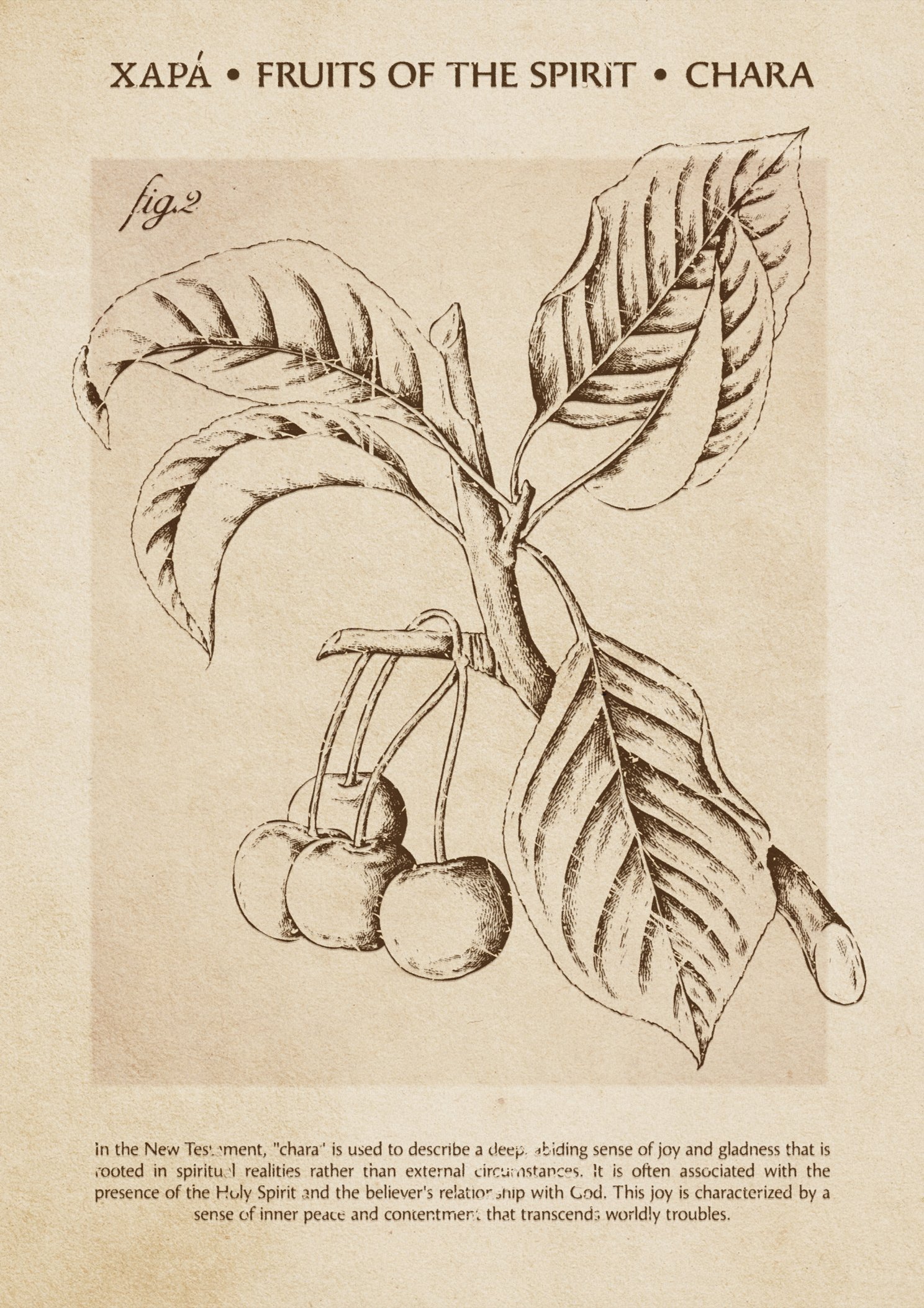 Fruit of the Spirit Joy Print: Greek Word for Joy Vintage Christian Wall Art (Digital Download) - Image 3