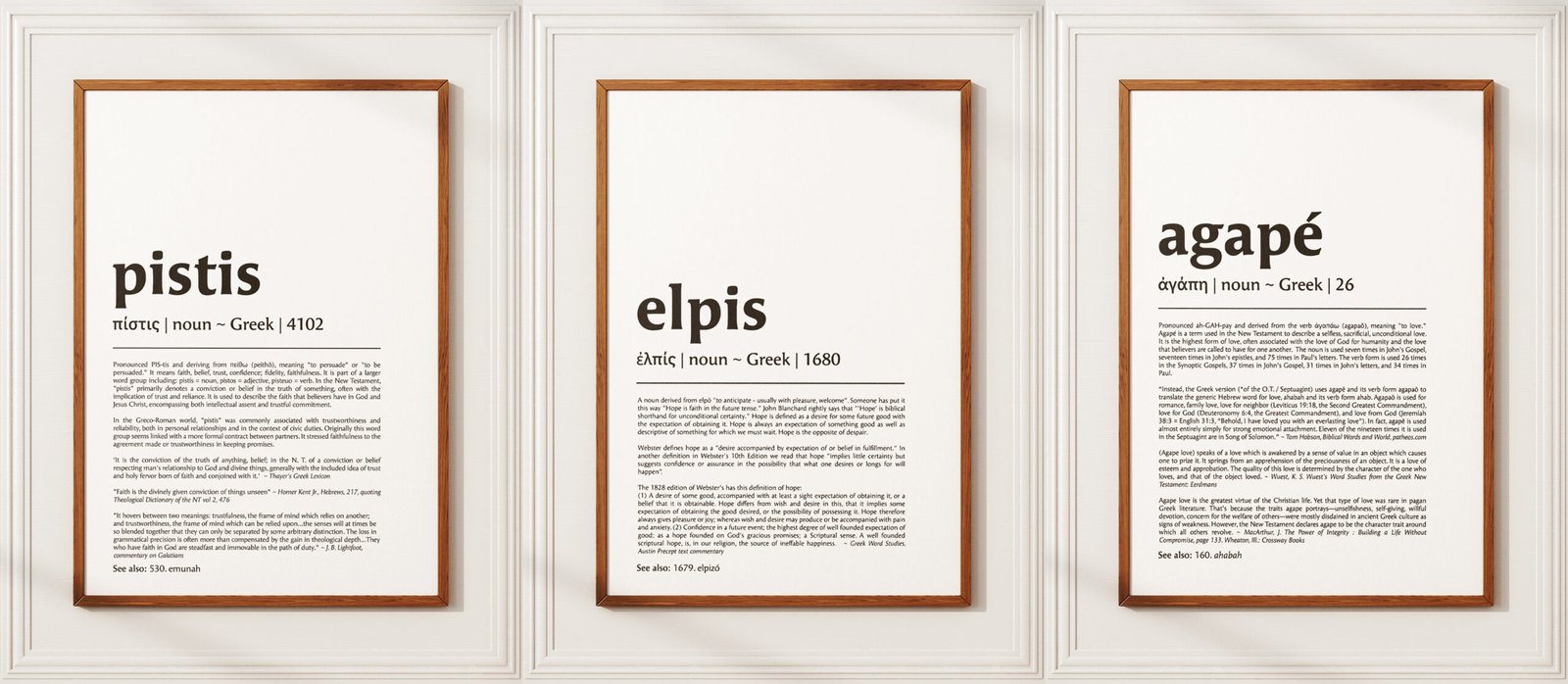 Faith Hope Love Print Set: Greek Bible Word Study Art Christian Wall Art (Digital Download) - Image 8