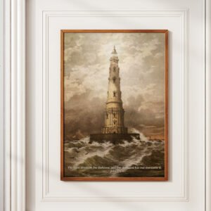 Alternative view of Vintage Lighthouse Print: Nautical Bible Verse Art Christian Wall Art (Digital Download)