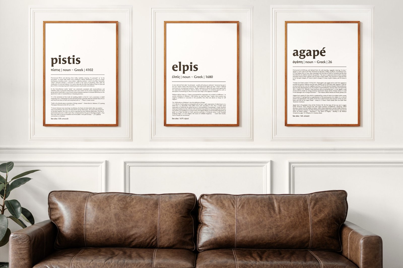 Faith Hope Love Print Set: Greek Bible Word Study Art Christian Wall Art (Digital Download)